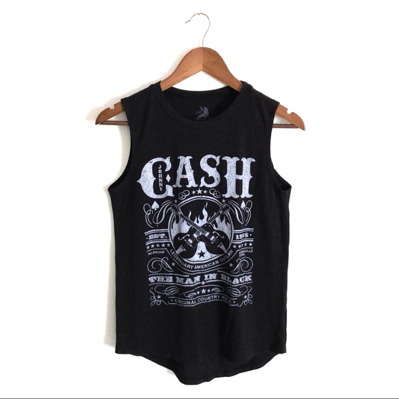 Zion Rootswear Tops - Johnny Cash Black Tank Top Graphic T-Shirt